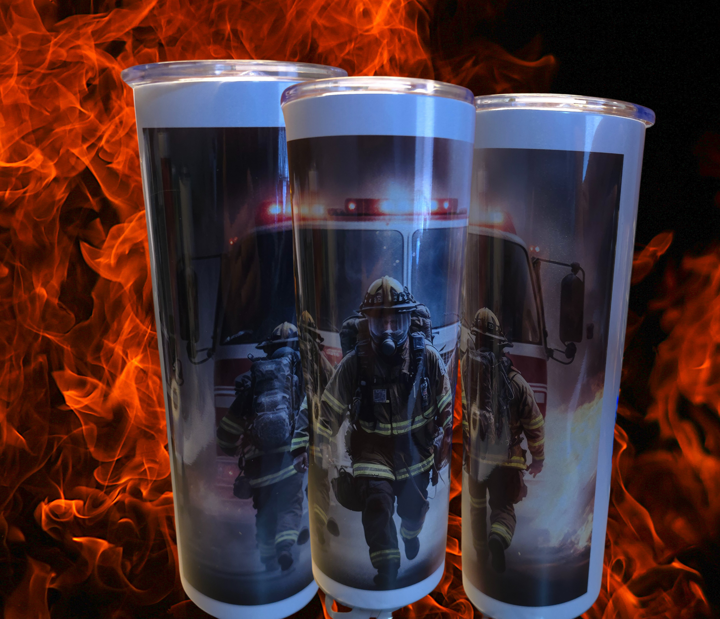 FireFighter 20 or 30 oz Custom skinny Tumblers w/ Straw Gift Boxed Keeps drinks Hot,cold Give a Insulated Gift to your favorite Firefighter!