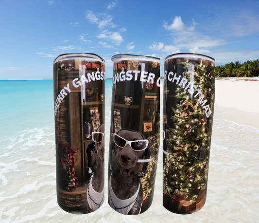 MERRY Gangster Custom Christmas Tumbler w/Straw Keeps Hot or cold Share the Holiday Season Gangster style with our 20 or 30.oz Tumbler