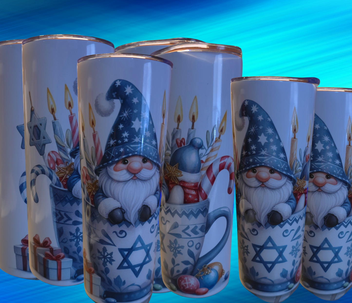 Gnomes Spread the Cheer Custom Skinny Tumblers w/Straw Keeps drinks Hot,Cold Share the Holiday Gift of Gnomes with your Family and friends