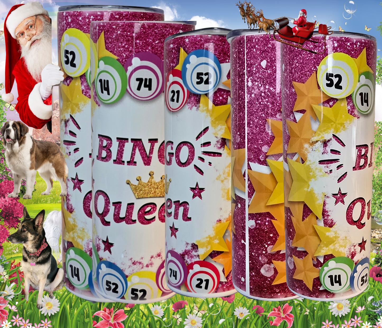 BINGO Queen Custom Insulated Tumbler Gift Boxed w/Straw  Keeps drinks Hot or cold for the Bingo Queen