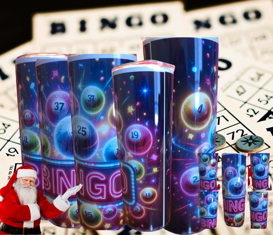 BINGO Magic Balls custom Tumbler w/Straw Insulated Keeps drinks Hot or cold bring in the Win with our Magic Bingo Tumbler 20.oz & 30.oz size